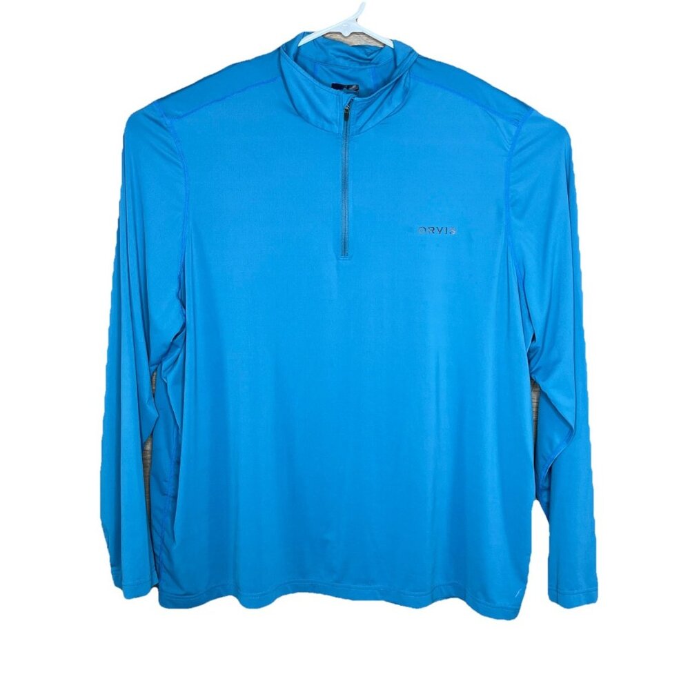 Orvis Dricast Quarter Zip Pullover Long Sleeve Shirt XX Large Grey/Blue